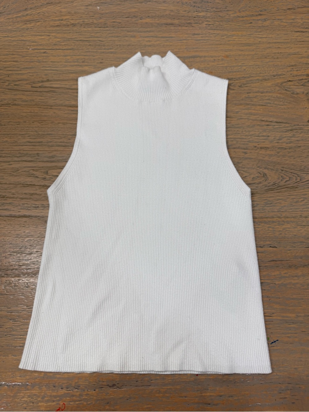 Madewell White Ribbed Knit Mock Neck Sleeveless Tank Size S Minimalistic Chic